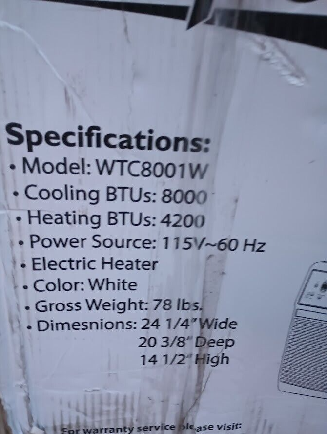 Koldfront WTC8001W 8000 BTU 115V Through the Wall Air Conditioner