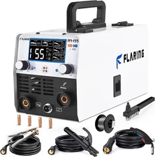 FLARING 155Amp MIG Welder, 110V Flux Core Welder Flux MIG/Lift TIG/Stick 3-in-1