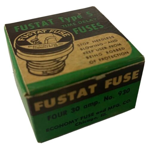 VINTAGE BUSS FUSTAT Type S 30 Amp SCREW IN FUSES (box of 4 Fuses)
