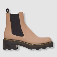 $1150 Gabriela Hearst Women Beige Jil Leather Chelsea Boot Shoe EU 39.5 US 9.5