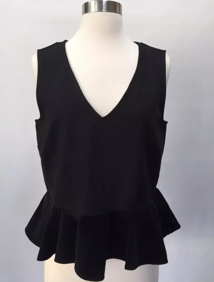 New NWT J Crew Velvet Peplum Black Top Sz M H3583 new | eBay