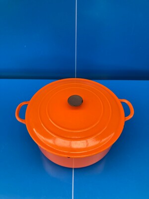 Cocotte NOMAR Le Creuset France Vintage - Fonte Ronde Orange N°23, Induction, Comme Neuve