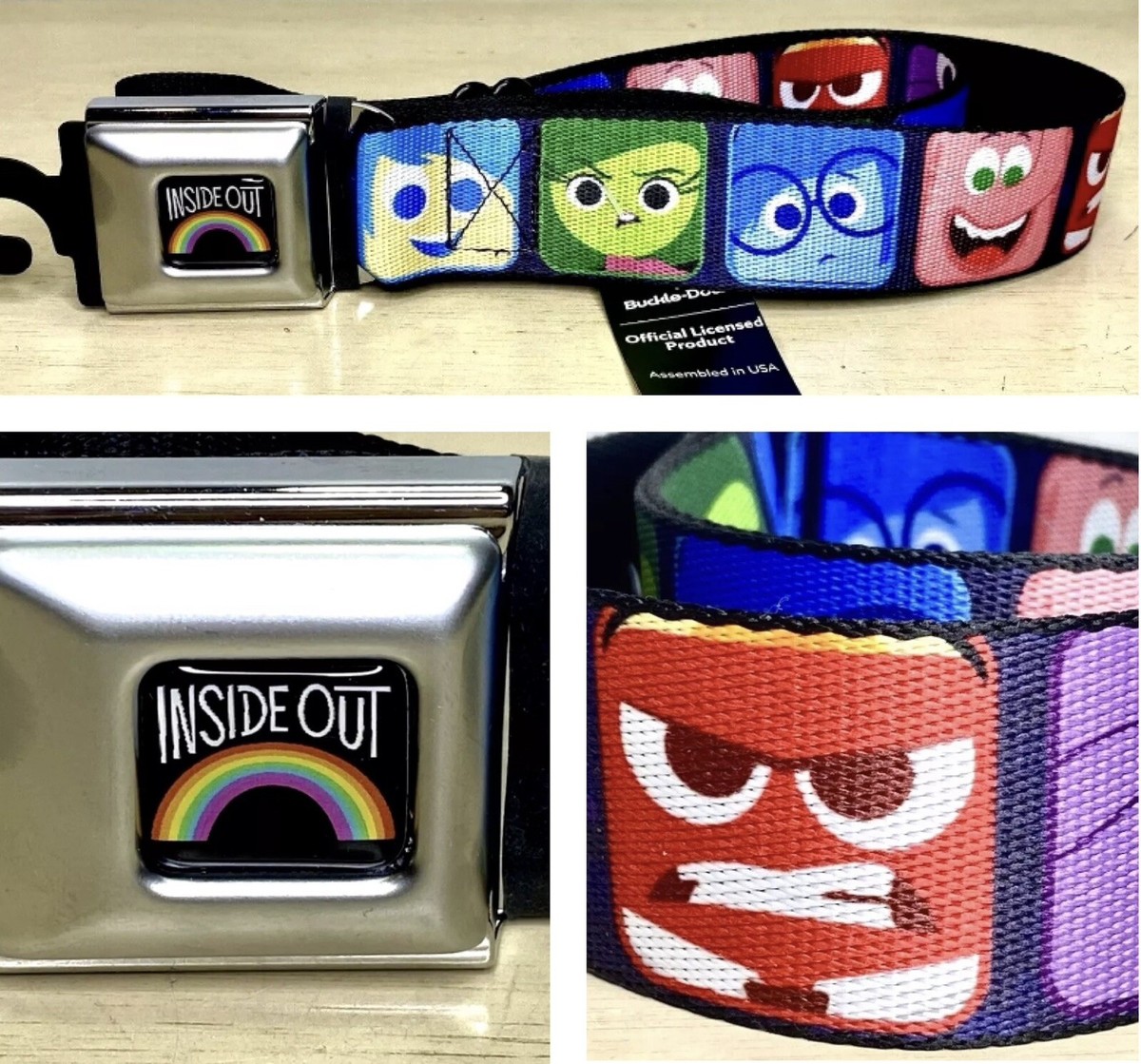 Disney Pixar Inside Out Belt Black Seatbelt Buckle  display picture 1