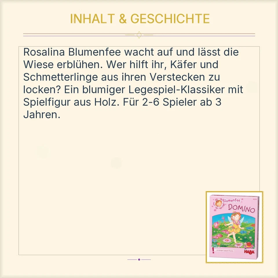 HABA Domino Legespiel Blumenfee Rosalina Mädchen Schmetterling Holz 28 Teile - Bild 3 von 4
