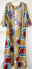 New Festival Boho Hippie Cotton Caftan Colorful Silver Threading Ruffle One Size
