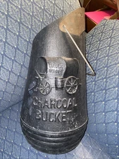 Vtg Chuck Wagon Charcoal Briquette Storage Bucket Grilling BBQ Handled Plastic