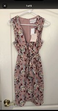 Charles Henry Blush Floral Wrap Up Dress Size L  Petite Nordstrom 