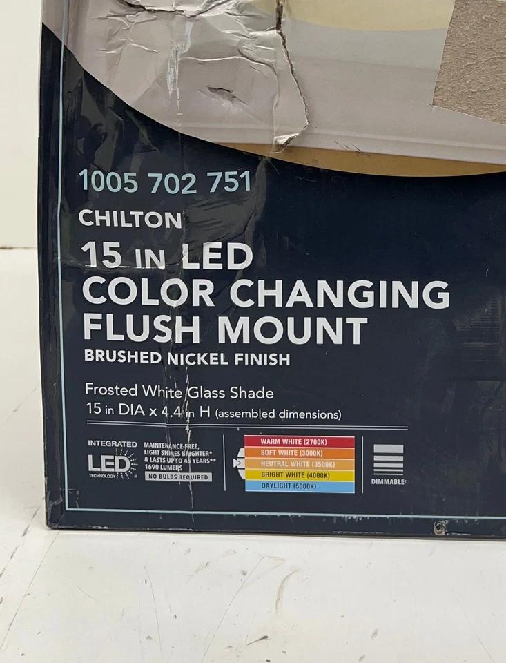 Hampton Bay Chilton 15 pulgadas Pantalla de vidrio de montaje empotrado LED CCT de níquel cepillado Foto 2 de 2