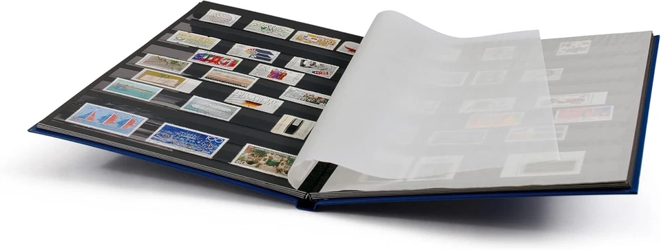 Stamp Stockbook Faux Leather Blue 16 Pages Large Capacity for Collectors - Image 4 of 4