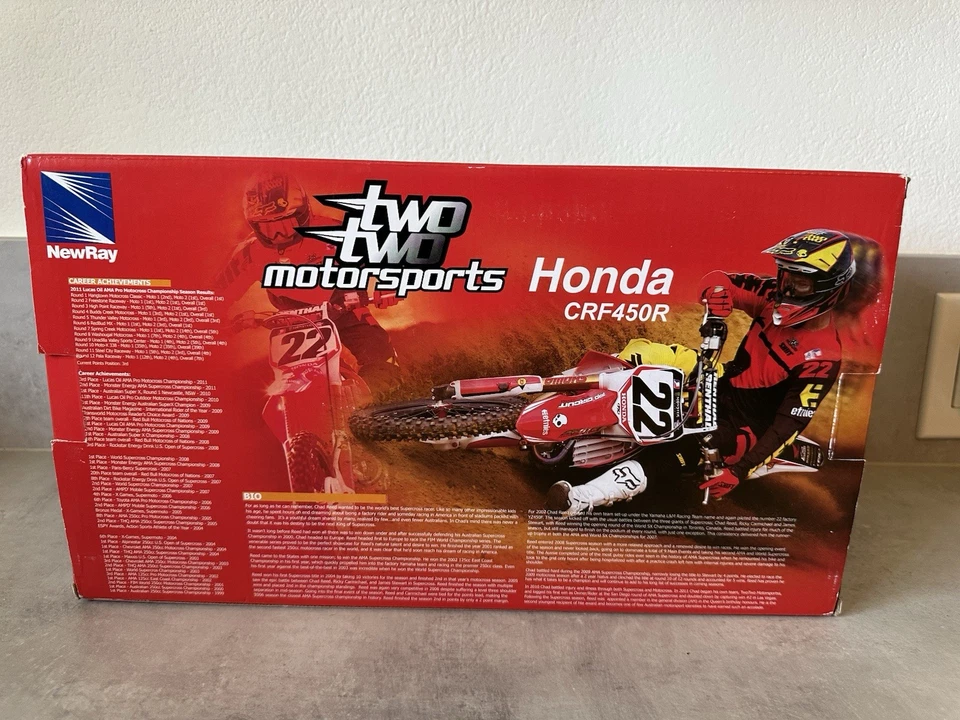 Chad Reed #22 1:6 Scale Die-Cast Dirt Bike Toy Honda 2012 Motocross MX Rare New - Image 2 of 4