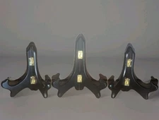 Set of 3 Smooth Black Finish 5" & 6"  WOODEN Plate / Art / Book HOLDERS Stands