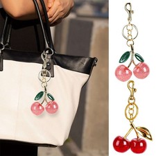 Cute Cherry Bag Charm KeyChain For Coach Glitter resin and metal Brass Key Chain