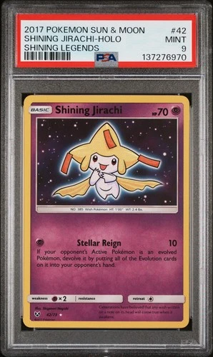 2017 POKEMON SUN & MOON SHINING LEGENDS #42 SHINING JIRACHI-HOLO PSA 9