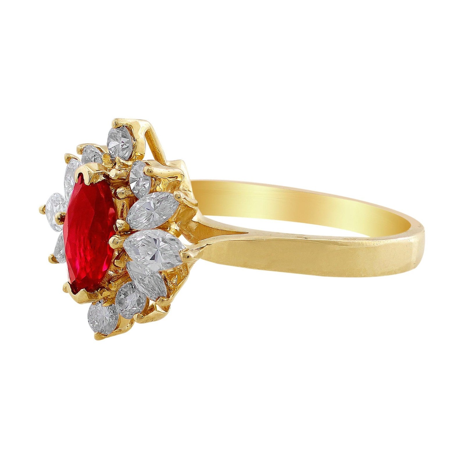 Estate Marquise Cut Ruby Diamond Ring - image 2