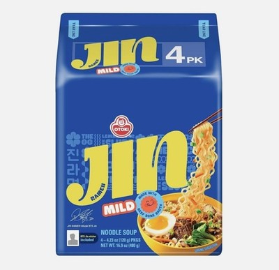 Ottogi Jin Ramen MILD 4 Pack Korean Instant Noodles 120g x 4