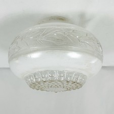 Vtg Clear & Frosted Floral Bubble Glass Shade Ceiling Light Globe 4” Fitter