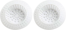Plastic Sink Strainer - White Pack of 2. Large 70Mm Diameter