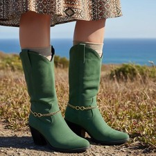 Women Gold Boot Metal Chain Bracelet Western Shoe Infinity Charm Jewelry PAIR