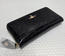Vivienne Westwood Long Wallet Round Zipper Leather Bright Black