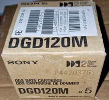 1x Box Of 5x Sony DGD120M DDS Data Catridges. DDS-2 4GB/8GB 120M.