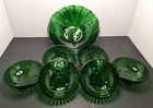 VTG Footed-Anchor Hocking Burple Forest Green Glass Dessert/Berry Bowl Set 7Pc