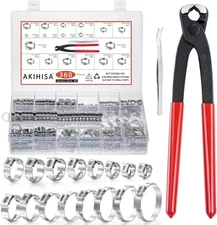 360pcs 16 Sizes Single Ear Hose Clamps 5.3-36.1mm Stainless Steel 304 Crimp Hose