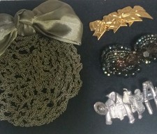VINTAGR FRENCH HAIR NETTING HAIR CLIP WITH BOW SNOOD AND 3 HAIR CLIPS FRANCE