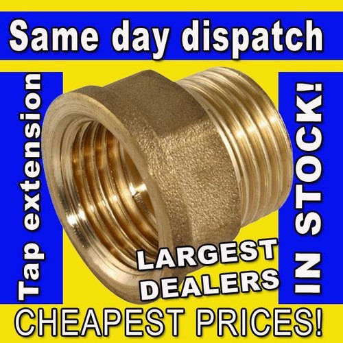 1/2" OR 3/4" BSP THREAD 15MM / 22MM BRASS MALE TO FEMALE TAP EXTENSION EXTENDER