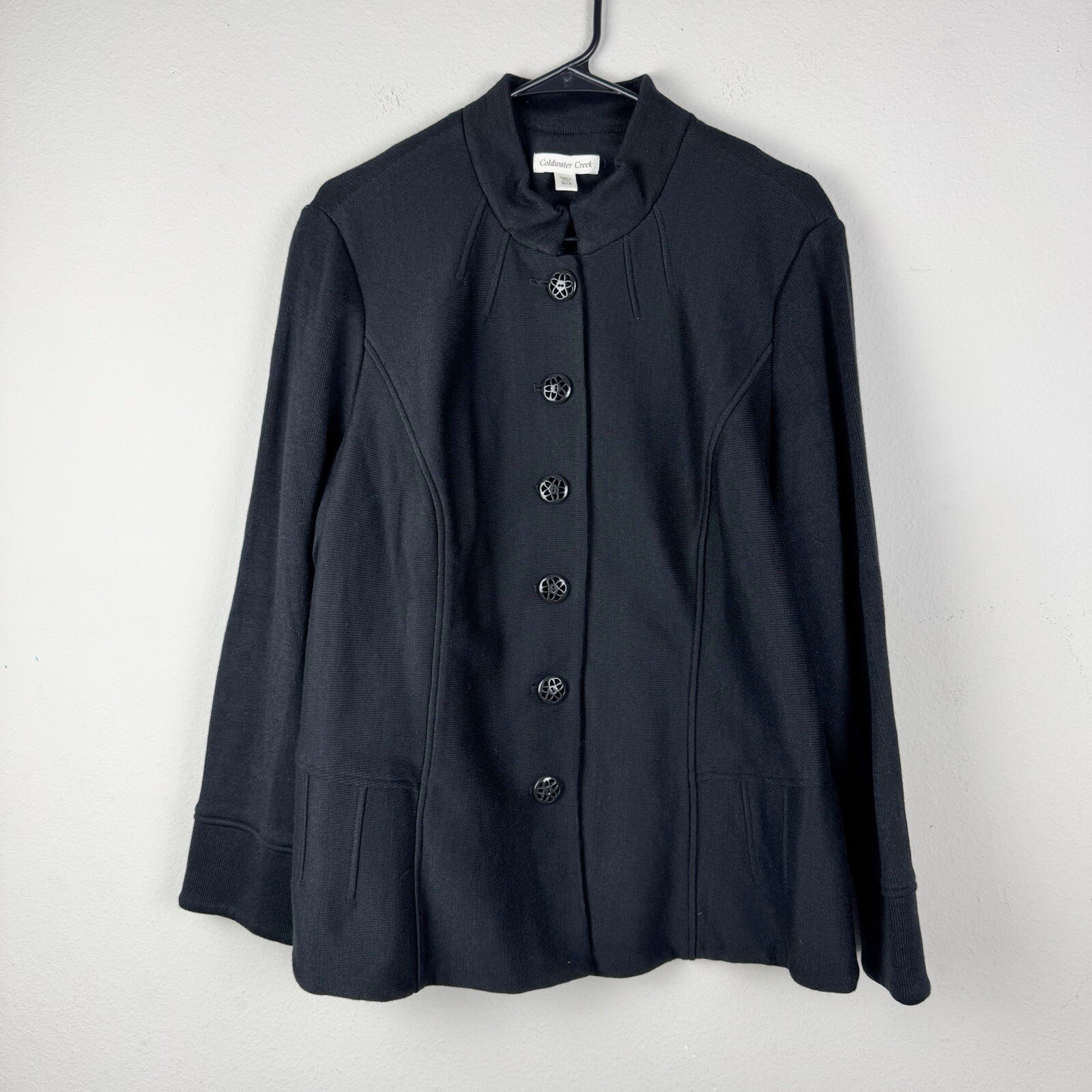Coldwater Creek Women's Double Knit  Jacket Size W 18 Black Long Sleeve Buttons