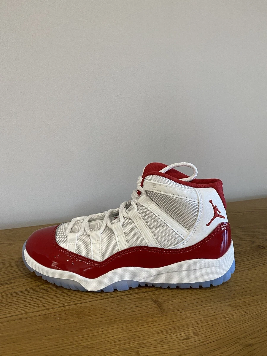 JORDAN 11 RETRO PS CHERRY RED WHITE IN UK SIZE 2.5 Kids eBay
