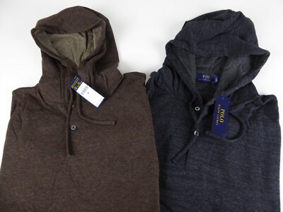 Polo Ralph Lauren Henley Hoodie Hybrid Cotton Blend NWT $125 Heathered  Material
