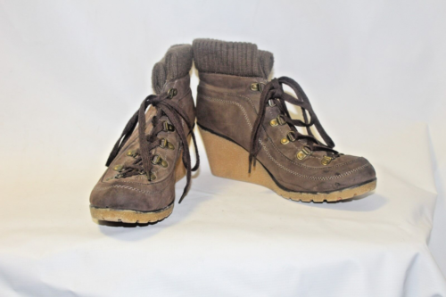 Brown Unusual Atmosphere Shoes Ladies Size 8 EUR 41 Lace Up Heels Ankle Boots - Foto 1 di 6