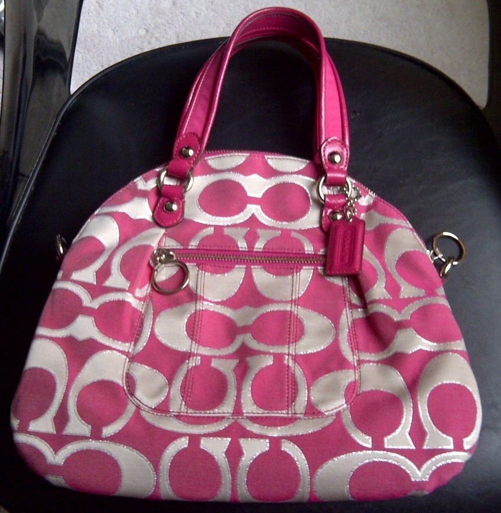 AUTHENTIC COACH POPPY SIGNATURE LUREX C OUTLINE SATCHEL BAG PURSE