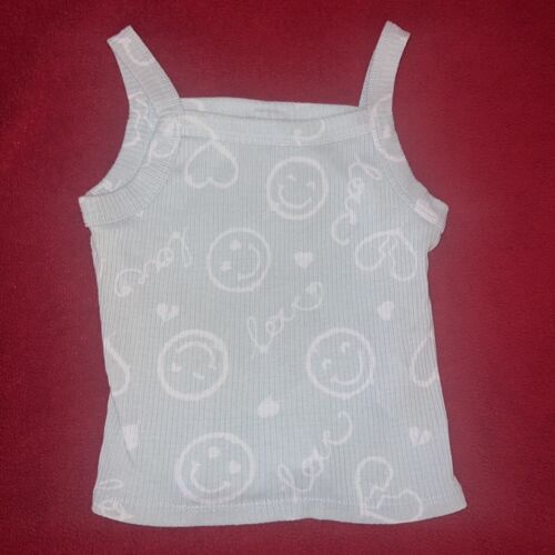 Blue Girls Wonder Nation Size 4/5 XS Smiley Face Love Spaghetti Strap Play Shirt