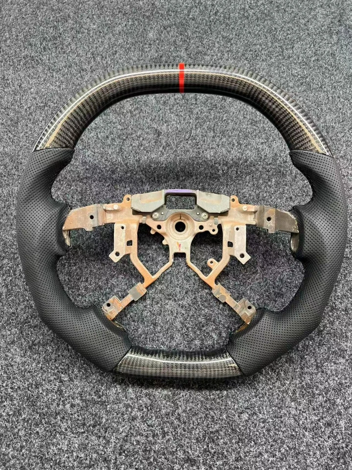 🔥Volante de cuero de fibra de carbono real para Toyota Tundra Sequoia 2007-2013 Foto 2 de 4