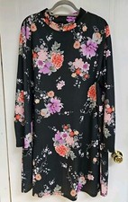 Floral Dress by Very Size UK 28 Black Knee Length Tunic Ditsy Floral Plus Size