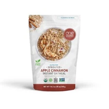 One Degree Organic Foods  Sprouted Instant Oatmeal Apple Cinnamon   18 Oz