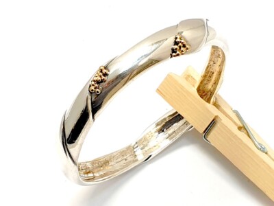 Georg Jensen Ole Kortzau Armreif #332 Sterling Silber 925 & 18K 750 Gold um 1925