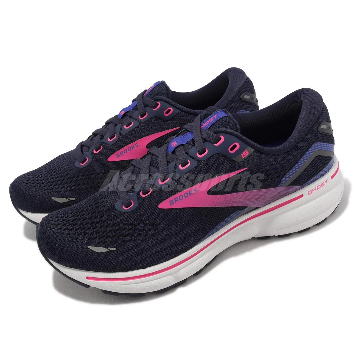 Brooks Ghost 15 PEACOAT BLUE PINK Women Running Shoes Marathon