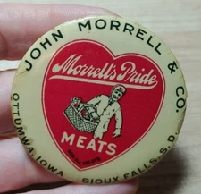Vtg John Morrell & Co Meats Ottumwa Iowa Sioux Falls SD Celluloid? Pocket Mirror