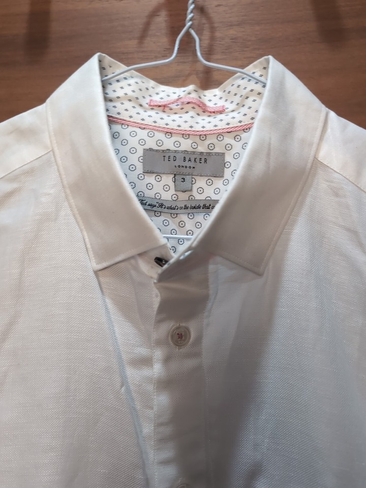 Ted Baker Short Sleeve Linen Mens Shirt Size 3 White eBay
