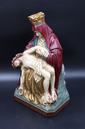 Antique pieta religious Holy Land Chalkware Statue Our lady of LEDE figurine - Picture 3 of 10