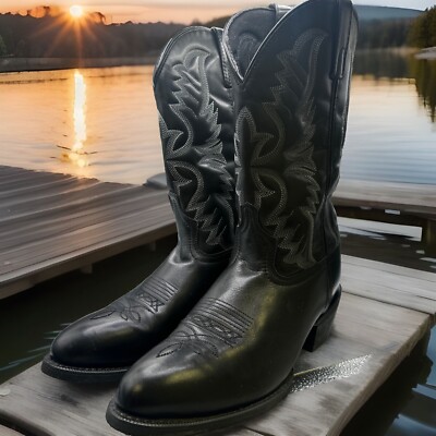 Laredo Birchwood Embroidered cowboy Boots Men\'s Size  9 EW  Black Leather 68450 Laredo Birchwood Western Boots - Black Leather 12 main image 3