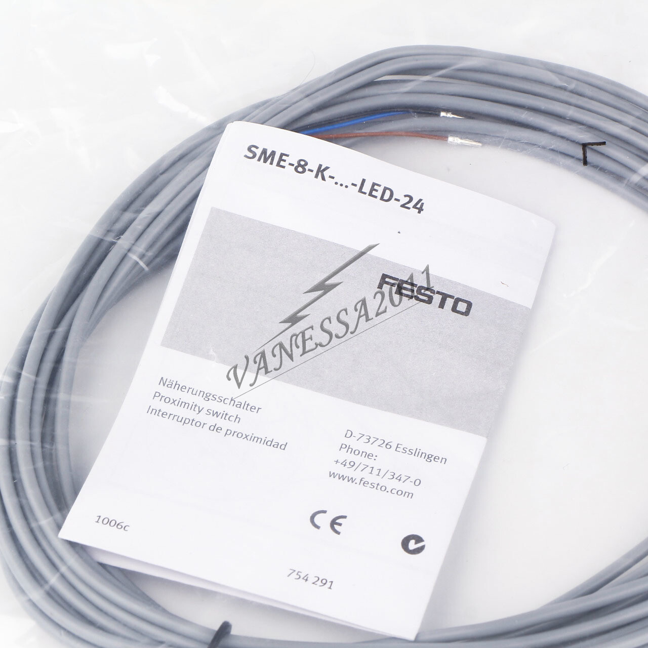 FESTO SME-8-K5-LED-24 Magnetic Reed Sensor With 5M Cable | 12-30VDC | T-Slot Mounting | For Automation & Positioning