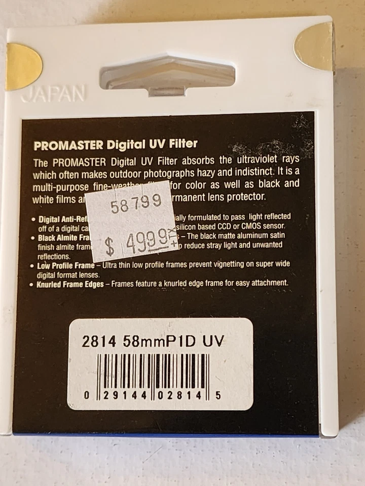 Promaster Digital UV Precision Optical 58mm Lens Filter Made in Japan Retail $49 - Image 2 of 2