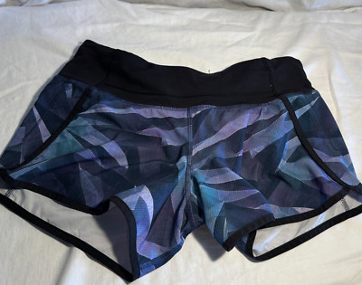 Lululemon Drop It Low Workout Shorts Pretty Prism Black Purple Size 4