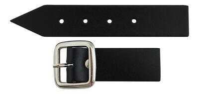 Stabiles schwarzes Kiltband und Chromschnalle mit Lederlasche - 1 Zoll (3 cm) breit 