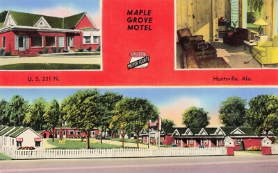 Alabama Huntsville Maple Grove Motel Vintage Standard Postcard Unposted