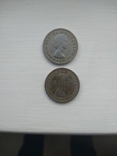COINS 2 TWO SHILLINGS SHILLING  FLORIN QUEEN ELIZABETH 2nd 1956 1957