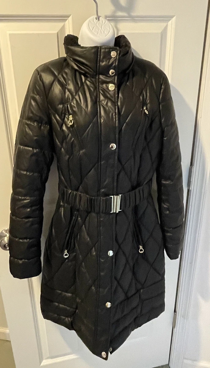 Laundry By Design Medium Black Puffer Belted Winter Coat Jacket